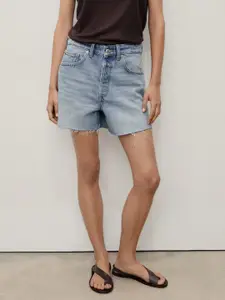 MANGO Women Frayed Denim Shorts