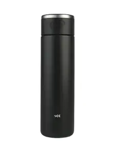 iSWEVEN Black & Silver-Toned Double Wall Vacuum Dishwasher Safe Water Bottle 520ml