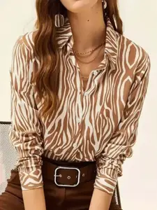 CORSICA Women Animal Striped Casual Shirt
