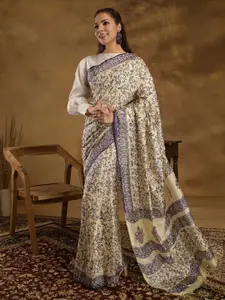 Sangria Paisley Print Saree Without Blouse