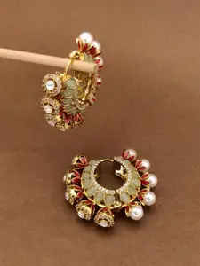 ABDESIGNS Elegant Gold Plated Polki American Diamond Classic Hoop Earrings