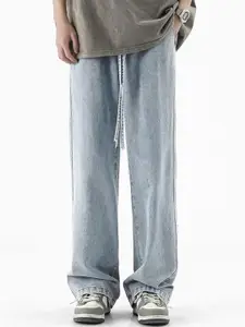 StyleCast x Revolte Men Solid Relaxed Fit Mid-Rise Light Fade Jeans