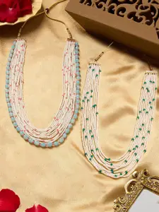 AMI Set Of 2 Gold-Plated Beaded Layered Statement Necklace