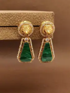 ABDESIGNS Gold-Plated Polki Studded Classic Drop Earrings