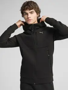 Puma Tech Brand Logo Printed Hooded Pure Cotton Full-Zip Hoodie