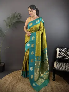elora Women Woven Design Zari Silk Blend Banarasi Saree