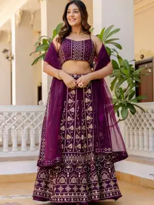 Fusionic Embellished Sequinned Semi-Stitched Lehenga & Unstitched Blouse With Dupatta