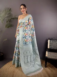 elora Floral Zari Silk Blend Banarasi Saree