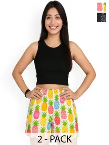 GAB Women Pack Of 2 Printed High Rise Shorts