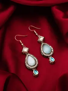 Anouk Artificial Stones Studded Geometric Drop Earrings