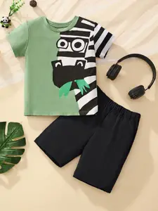 INCLUD Boys Printed Short Sleeves T-shirt With Shorts