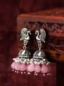 Anouk Silver Artificial Beaded Dome Shaped Jhumkas