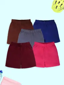 KiddoPanti Girls Pack of 5 Regular Fit Shorts