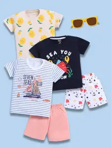 Toonyport Boys Pack Of 3 Printed Pure Cotton T-Shirts With Shorts