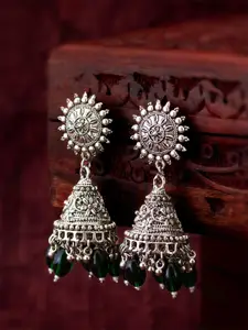 Anouk Silver Artificial Beaded Dome Shaped Jhumkas