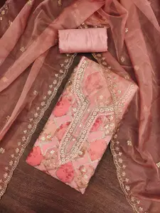 KALINI Embellished Organza Unstitched Dress Material