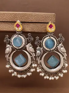 ABDESIGNS German Silver Plated Classic Artificial Stones and Beaded Drop Earrings