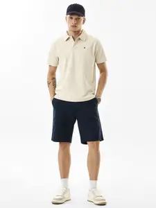 Snitch Navy Mid-Rise Regular Fit Shorts