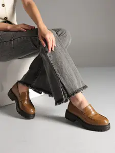 Kenneth Cole Women Leather Penny Loafers with Chunky Sole