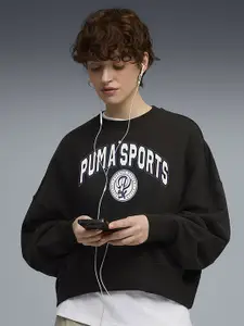 Puma Sports Legacy II Printed Oversized Crew  Pullover Sweatshirt
