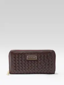 Van Heusen Women Woven Textured Zip Around Wallet