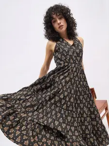 all about you Ethnic Motifs Printed Georgette Tiered Fit and Flare Maxi Dress