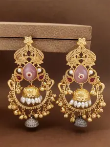 ABDESIGNS Elegant Gold Plated Kundan Dangler Dome Shaped Drop Earrings