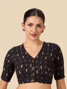 Studio Shringaar Ikat Printed Pure Cotton Saree Blouse