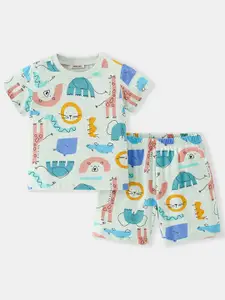 INCLUD Boys Printed Short Sleeves T-shirt With Shorts