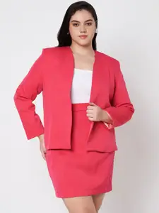 BRINNS Shawl Collar Neck Long Sleeves Blazer With Above Knee Length Skirt Co-Ords