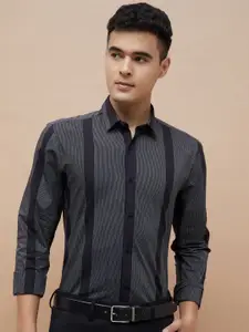 CODE by Lifestyle Men Slim Fit Vertical Striped Spread Collar Cotton Formal Shirt