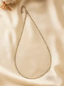 JAYPORE Silver Gold-Plated Onyx-Studded Minimal Necklace