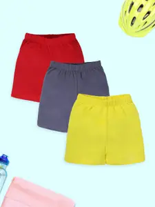 KiddoPanti Girls Pack Of 3 Mid Rise Regular Fit Regular Shorts