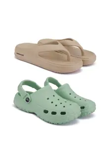 BERSACHE Women Pack Of 2 Thongs & Clogs Flip Flops