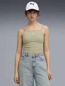 Puma Women Brand Logo Ribbed Tank Cotton Crop Top