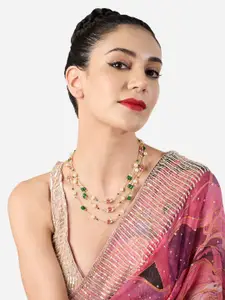 AMI Gold-Plated Beaded Layered Statement Necklace