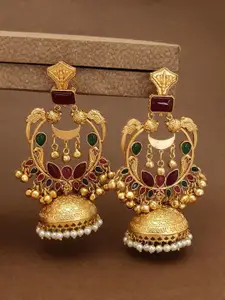 ABDESIGNS Elegant Gold Plated Kundan Dangler Dome Shaped Jhumkas Earrings