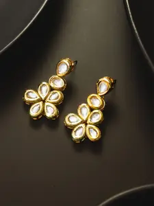 Anouk Gold-Plated Kundan Studded Floral Drop Earrings