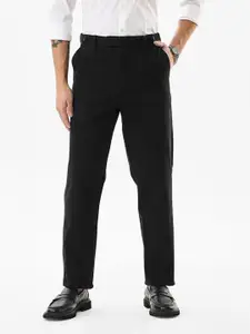 Snitch Men Black Mid-Rise Slim Fit Trouser