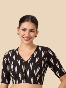 Studio Shringaar Printed Pure Cotton V-Neck Saree Blouse