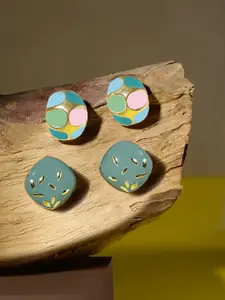 AMI Gold-Plated Enamelled Square Studs