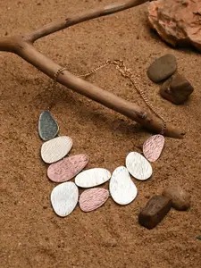 Reenisaa Gold-Plated Statement Pebble Necklace