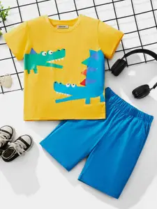 INCLUD Boys Printed Short Sleeves T-shirt With Shorts