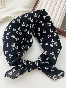 QUECY Women Printed Taping Border Scarf
