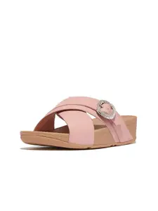 fitflop Women Leather Wedge Sandals with Buckles