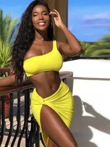 StyleCast One Shoulder Neck Top With Skirt Co-Ords