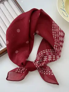 QUECY Women Printed Scarf with Solid Border