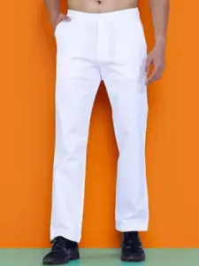 AWACK Men Tailored Striped Self Design High-Rise Easy Wash Trousers