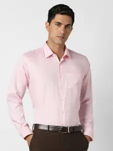 Van Heusen Men Slim Fit Textured Spread Collar Pure Cotton Formal Shirt