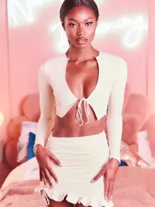 StyleCast Round Neck Top With Skirt Co-Ords